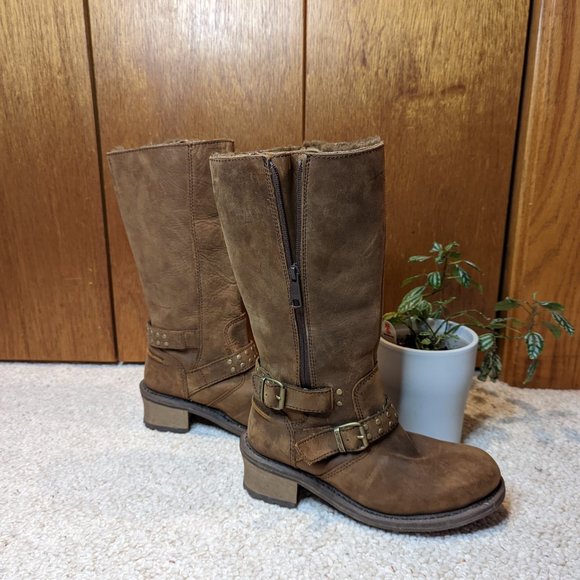 Caterpillar Woman's Florencia Brown Leather Mid Calf Waterproof Boots - Picture 5 of 12